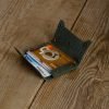 Personalized Minimalist Full-Grain Leather Card Holder — İstif in Green