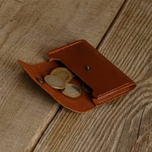 Personalized Slim Full-Grain Leather Card Holder — Poyraz in Brown