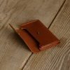 Personalized Slim Full-Grain Leather Card Holder — Poyraz in Brown