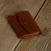 Personalized Slim Full-Grain Leather Card Holder — Poyraz in Brown