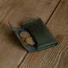 Personalized Slim Full-Grain Leather Card Holder — Poyraz in Green