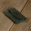 Personalized Slim Full-Grain Leather Card Holder — Poyraz in Green