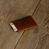 Personalized Slim Full-Grain Leather Card Wallet — Deniz in Brown
