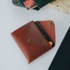Personalized Slim Full-Grain Leather Card Wallet — Deniz — in use