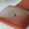 Personalized Slim Full-Grain Leather Card Wallet — Deniz — in use