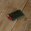 Personalized Slim Full-Grain Leather Card Wallet — Deniz in Green