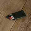 Personalized Slim Full-Grain Leather Card Wallet — Deniz in Green