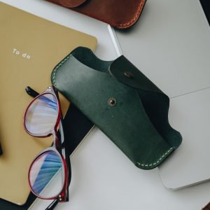 Personalized Structured Full-Grain Leather Glasses Case — Delta