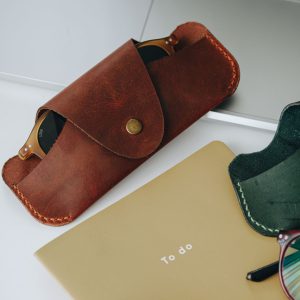 Personalized Structured Full-Grain Leather Glasses Case — Delta