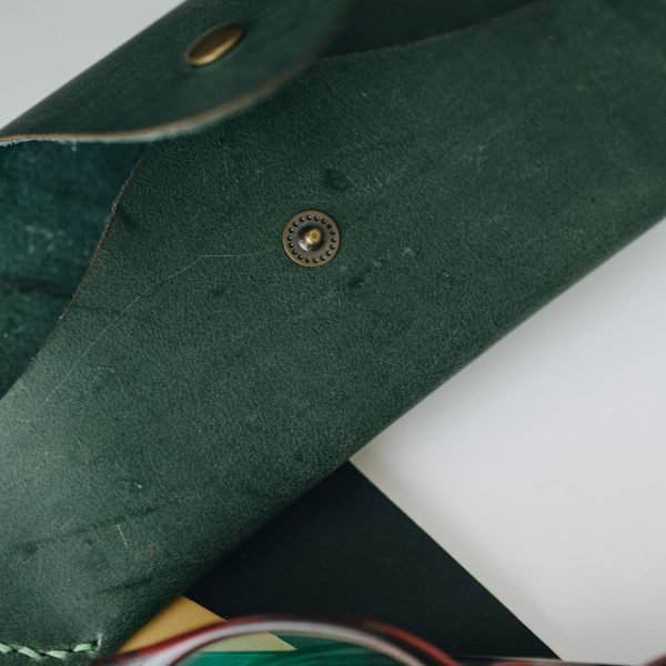 Personalized Structured Full-Grain Leather Glasses Case — Delta
