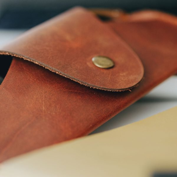 Personalized Structured Full-Grain Leather Glasses Case — Delta